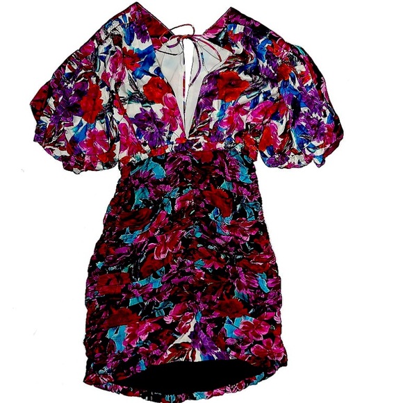 For Love & lemons pattern floral body on dress vneck summer flattering XS - Picture 1 of 7